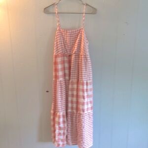 Pink and white gingham dress